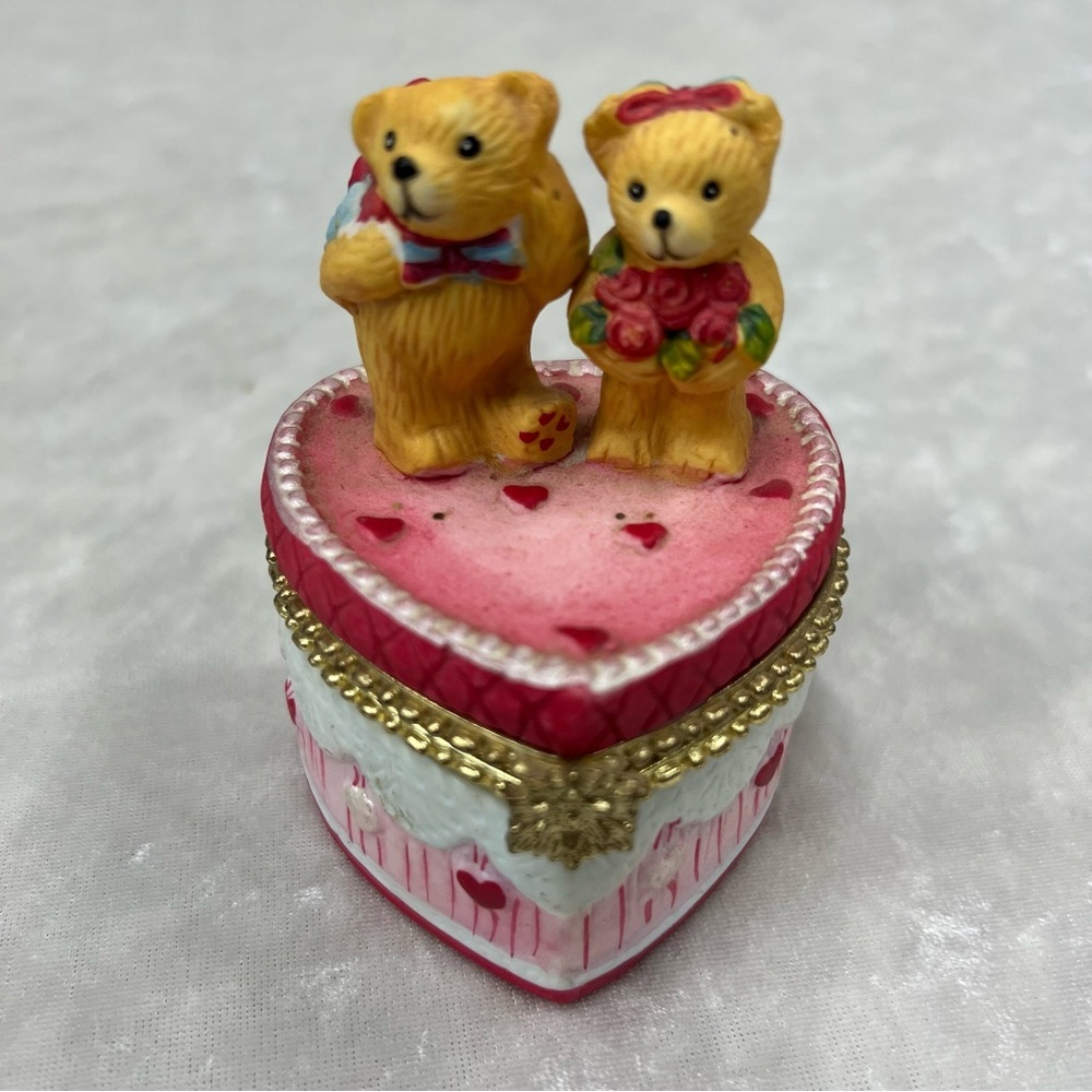 Heart Shaped Teddy bears trinket box valentines gift love